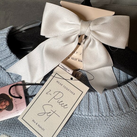 Sincerly Jules Crewneck Bow Knit Sweater Size L NEW WITH‎ TAG - Picture 2 of 7